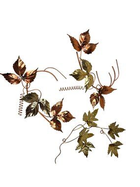 Vintage 80s Homco Metal Wall Art Leaf Vines Copper Brass Decorative Set Of 3